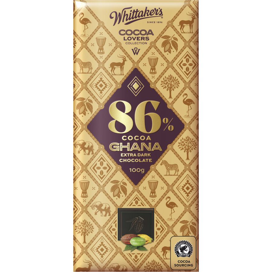 Whittakers 86% Cocoa Ghana Extra Dark Chocolate Block 100g