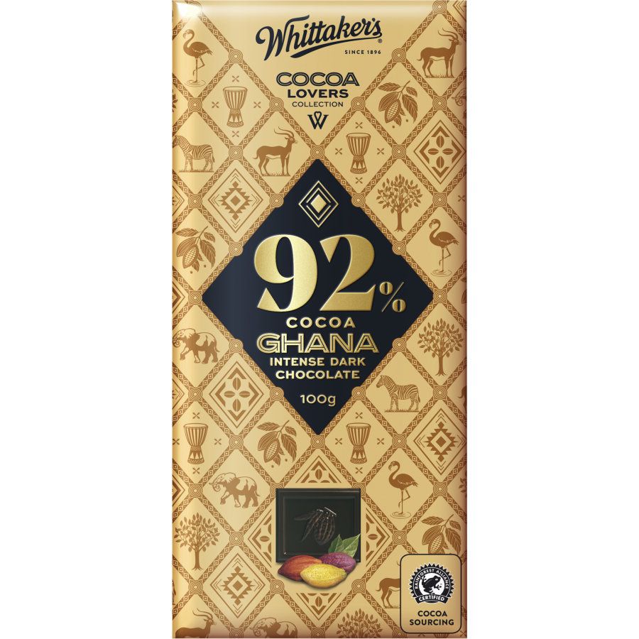 Whittakers 92% Cocoa Ghana Intense Chocolate Block 100g