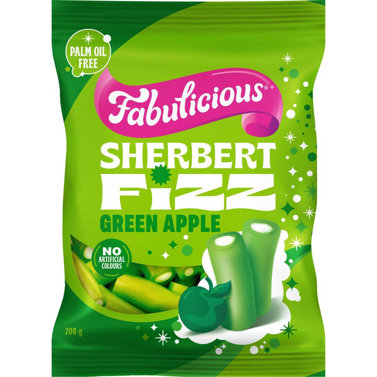 RJs Fabulicious Green Apple Sherbert Fizz 200g