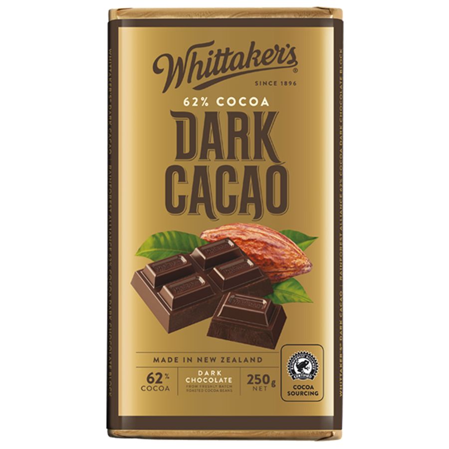 Whittakers 62% Cocoa Chocolate Block Dark Cacao 250g
