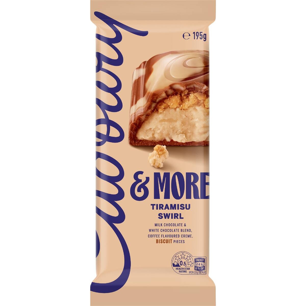 Cadbury & More Chocolate Block Tiramsu Swirl 195g