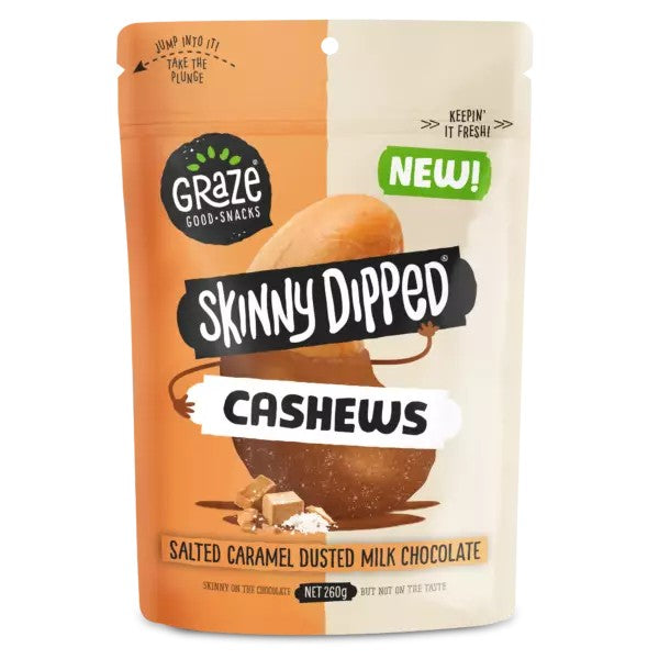 Graze Skinny Dipped Salted Caramel Milk Chocolate Cashews 260g