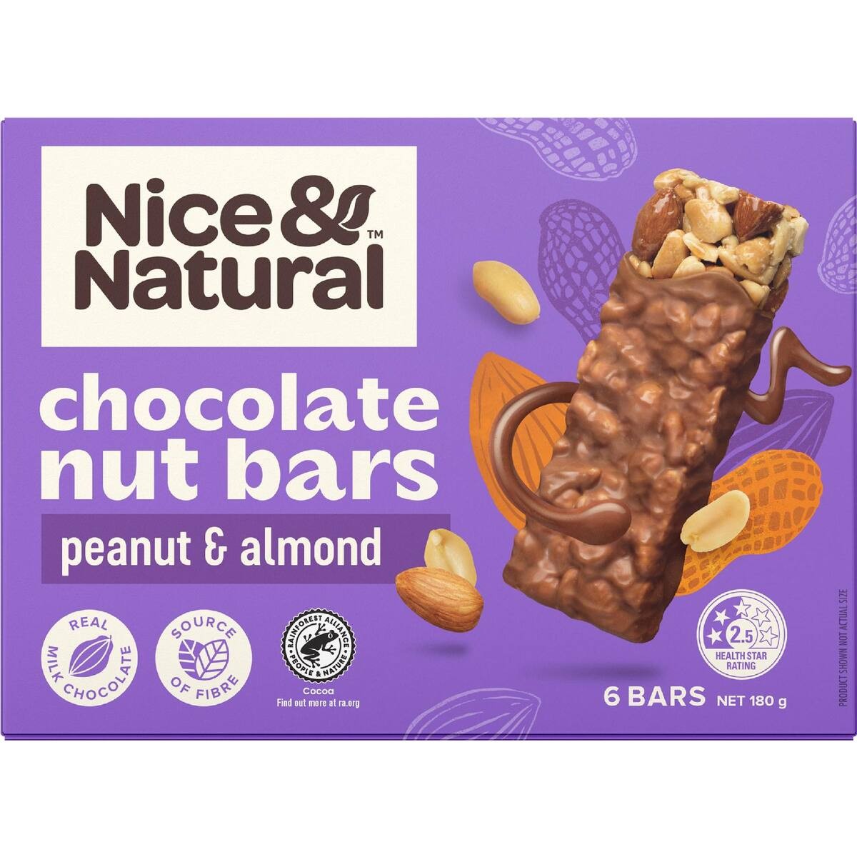 Nice & Natural Peanut & Almond Choc Nut Bars 180g