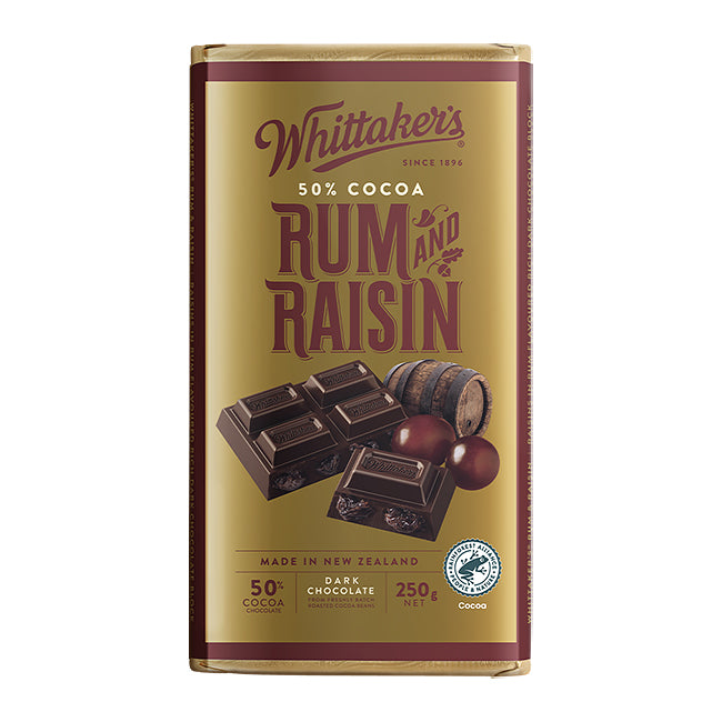 Whittaker’s Rum & Raisin Dark Chocolate Block 250g