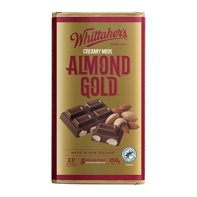 Whittaker’s Almond Gold Creamy Milk Chocolate Block 250g