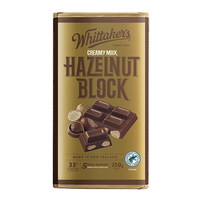 Whittaker’s Hazelnut Creamy Milk Chocolate Block 250g