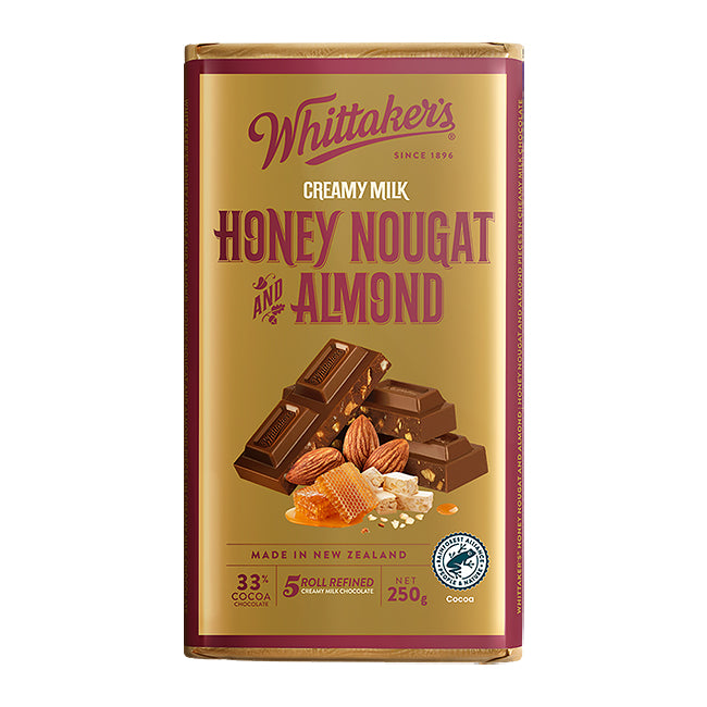 Whittaker’s Honey Nougat & Almond Creamy Milk Chocolate Block 250g