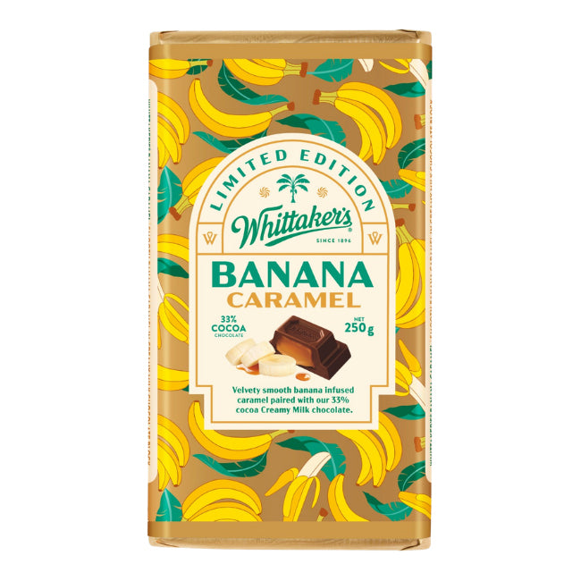Whittaker’s Banana Caramel Milk Chocolate Block 250g