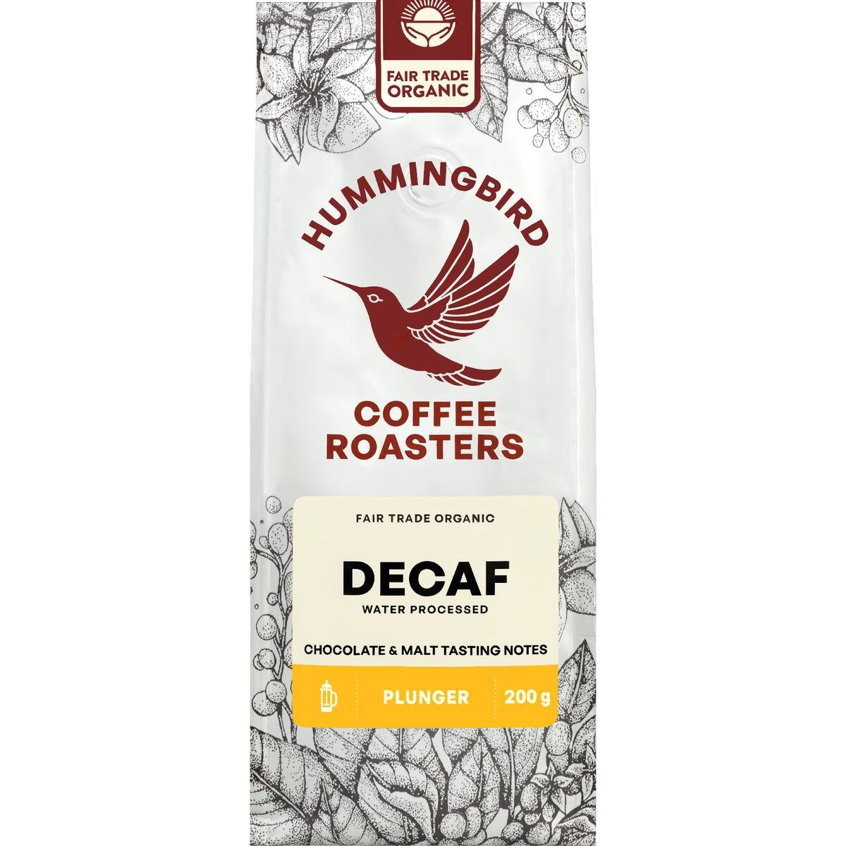 Hummingbird Coffee Plunger Decaf 200g