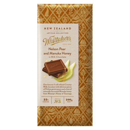 Whittakers Artisan Nelson Pear and Manuka Chocolate Block 100g