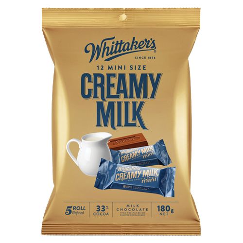 Whittakers Mini Slab Chocolate Creamy Milk 180g 12pk