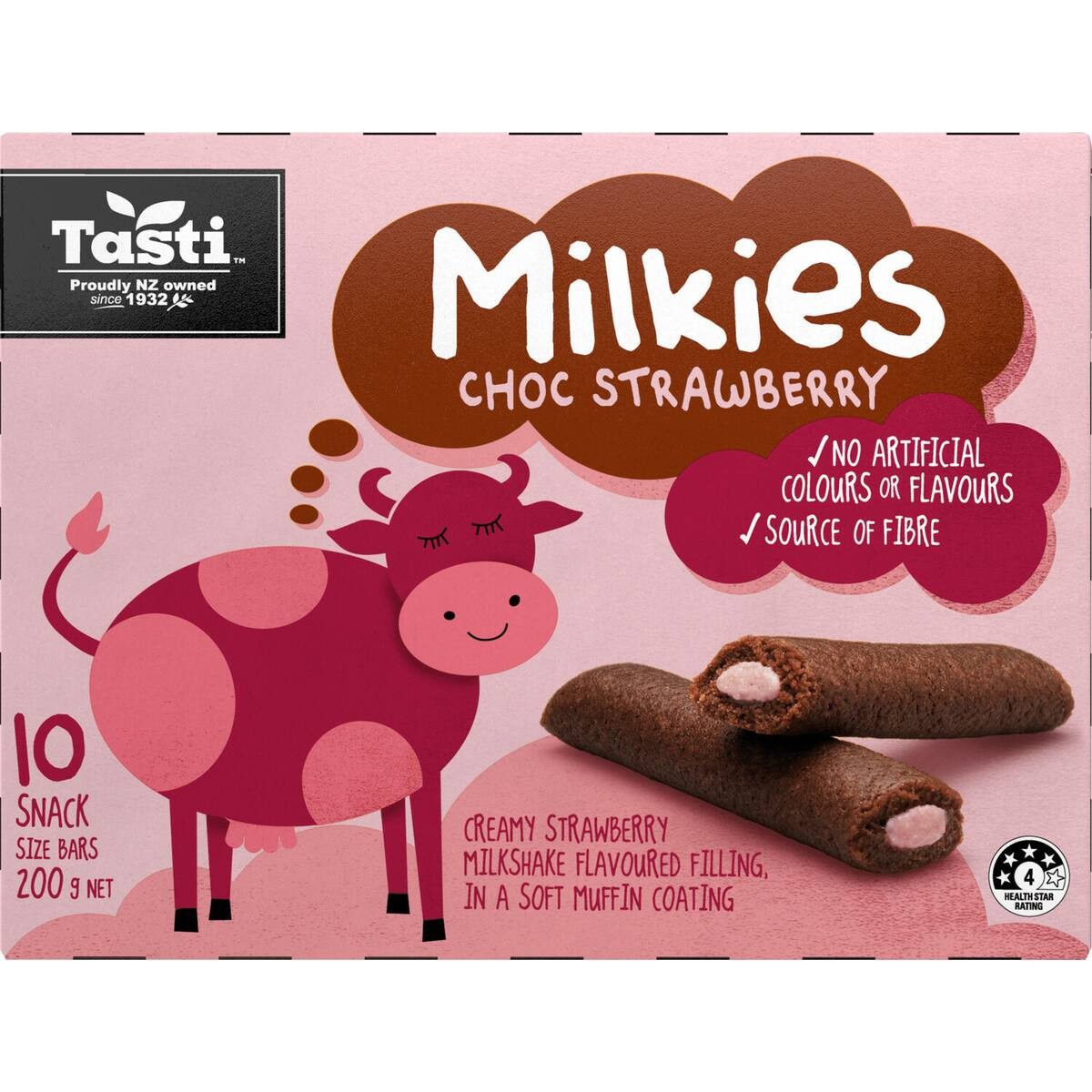 Tasti Milkies Cake Bars Choc Strawberry 200g