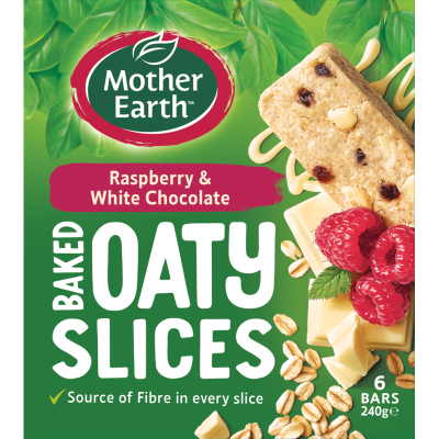 Mother Earth Raspberry & White Chocolate Baked Oaty Slices 240g