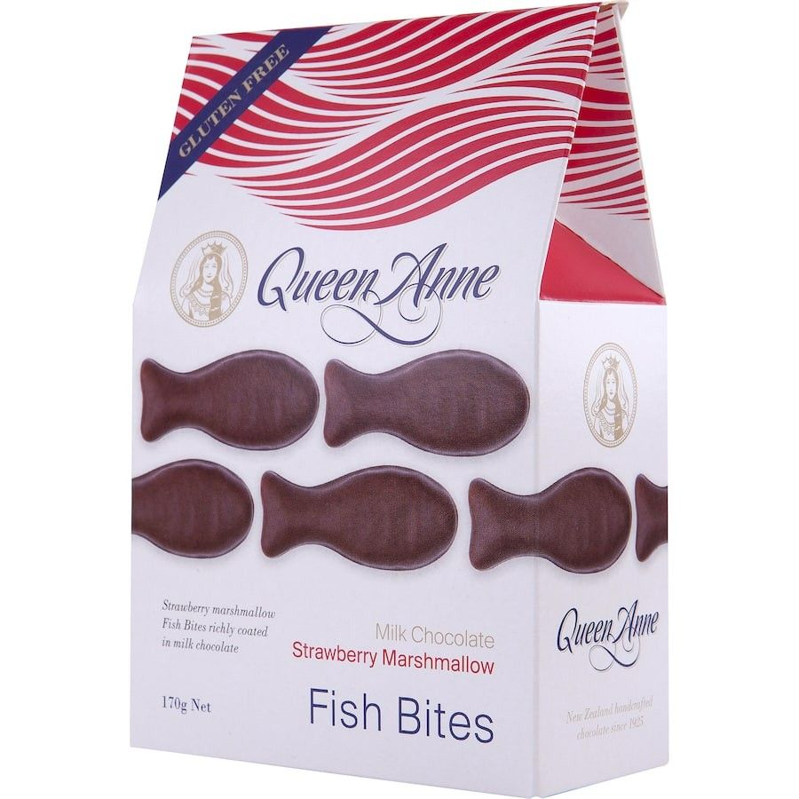 Queen Anne Milk Chocolate Strawberry Marshmallow Fish Bites 170g