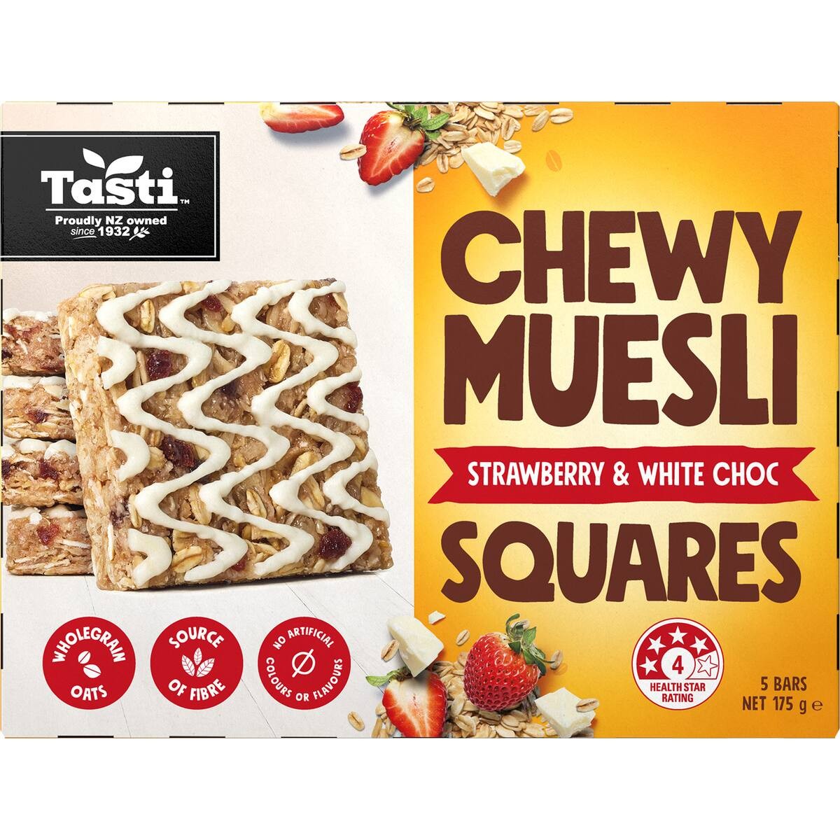 Tasti Chewy Muesli Squares Strawberry & White Choc 175g