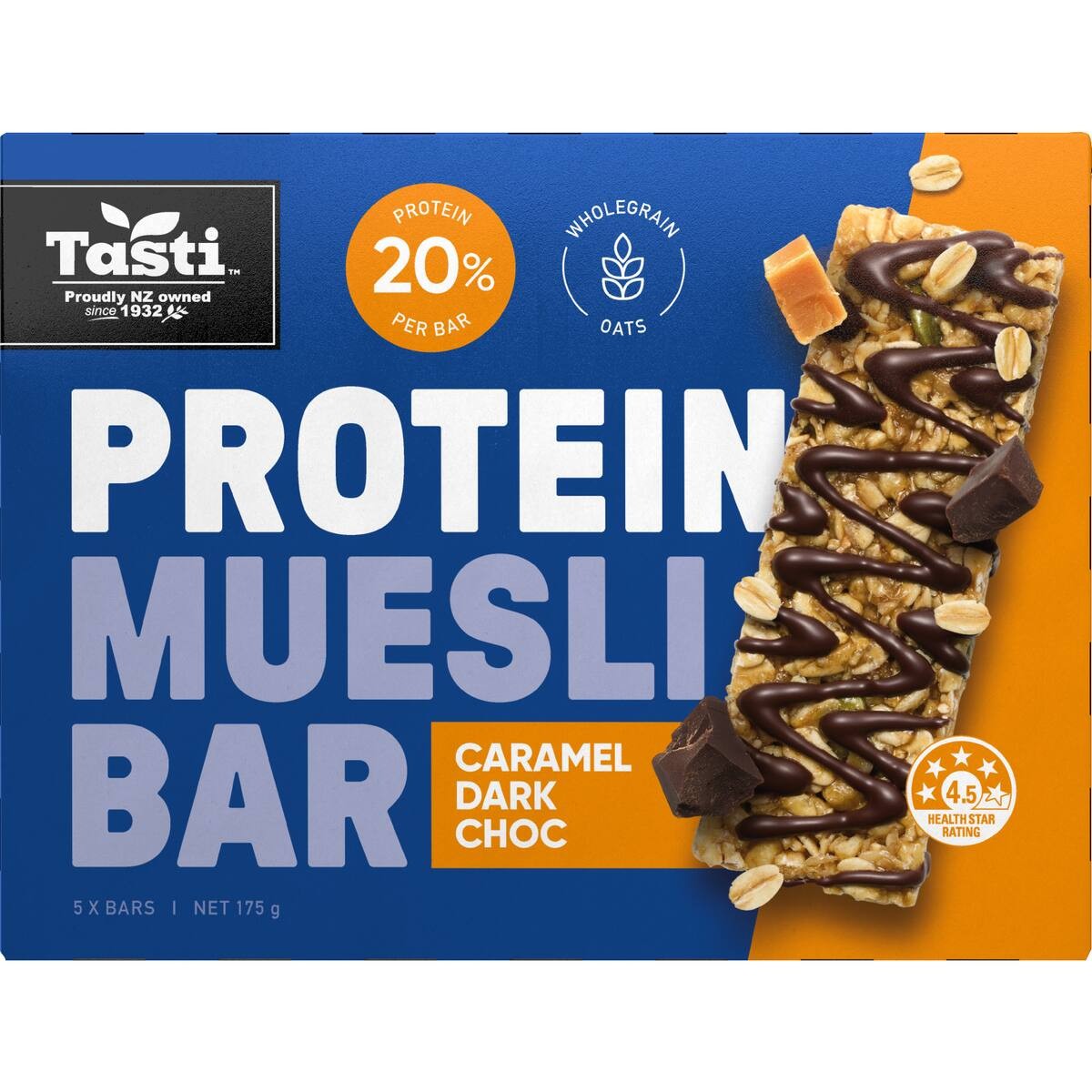 Tasti Protein Muesli Bars Caramel Dark Choc 175g